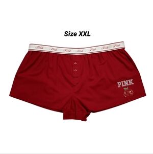 VS PINK Red Lacquer Apple Bling Logo Silk Sleep Boxy Pajama Shorts PJs XXL NEW